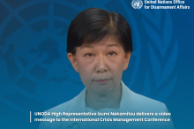 UNODA High Representative Izumi Nakamitsu delivered a video message to the International Crisis Management Conference 2025