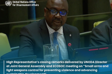 UNODA Director and Deputy to the High Representative delivers closing remarks at Joint General Assembly - Economic and Social Council meeting