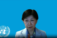 Izumi Nakamitsu delivers a video message to the 63rd Pugwash Conference